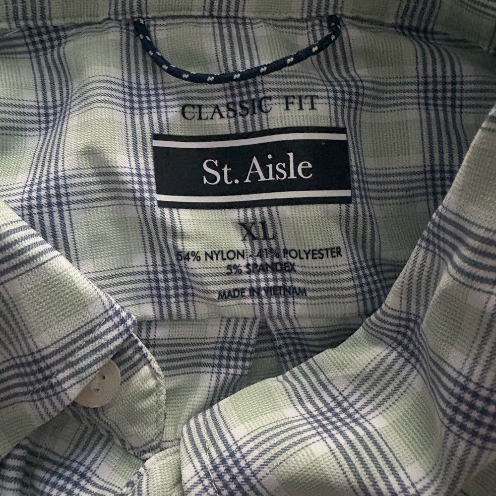 Men's Classic Fit Green Plaid Shirt